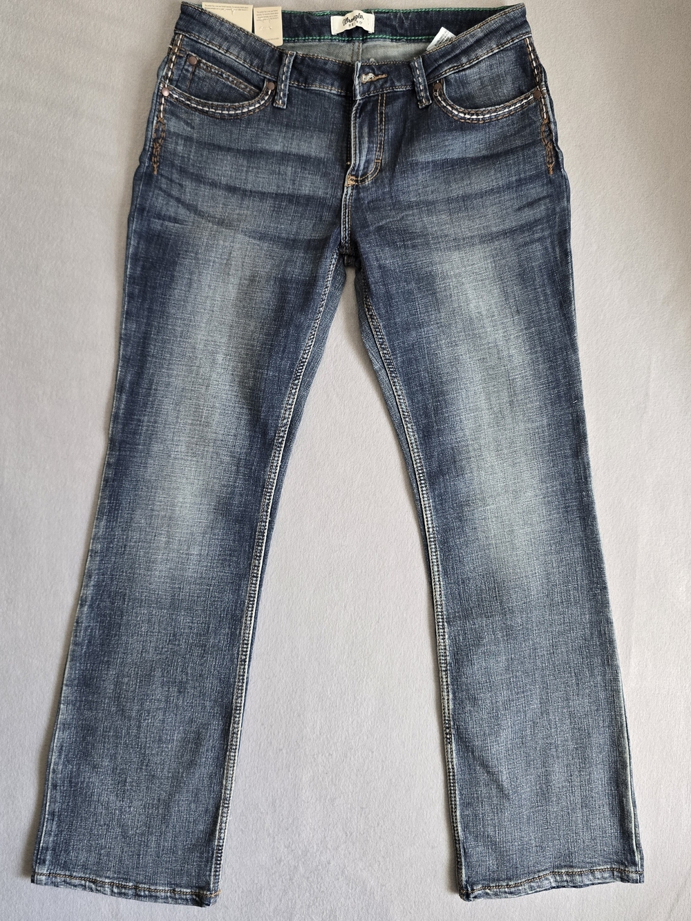 NWT Wrangler Reto 30/9×32 Women's Blue Boot Cut Jeans Western Cowgirl Boho Cute